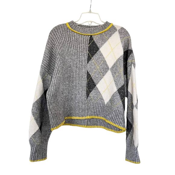 Pringle of Scotland x H&M Gray Ribbed Knit Argyle Crewneck Sweater Size Small - Picture 5 of 12